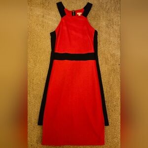 Guess Red and Black Contrast Midi Dress